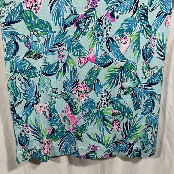 NEW Lilly Pulitzer [ XXS ] PJ Knit Button-Up Top Blue Barking Up‎ Palm Tree - Picture 10 of 14